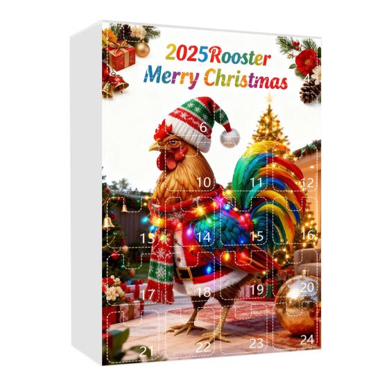 Christmas Chicken Advent Calendar 24-Day Countdown Box with Easy-Open Windows Multifunctional Holiday Decoration