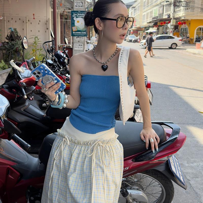 Pure And Seductive Fishnet Knit Slim-fit Tube Top Vest