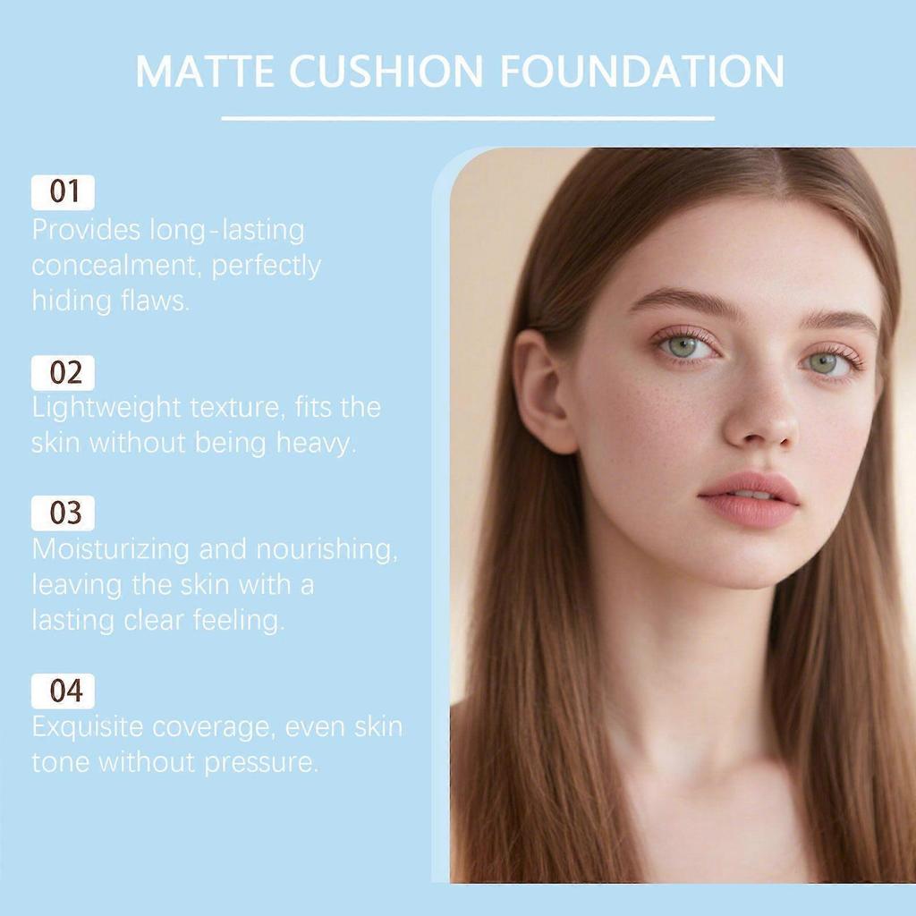Ivory White Matte Concealer Cushion, Hydrating, Light And Smooth, Natural Concealer, Brightening And Long-Lasting Cushion