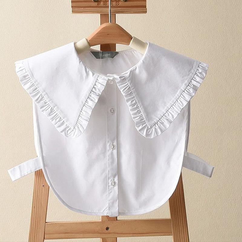 Ruffle Lapel White Fake Collar Women Detachable Collars Scarf False Collar Shirt Tie Plaid Female Removable Dickie Shirt Women
