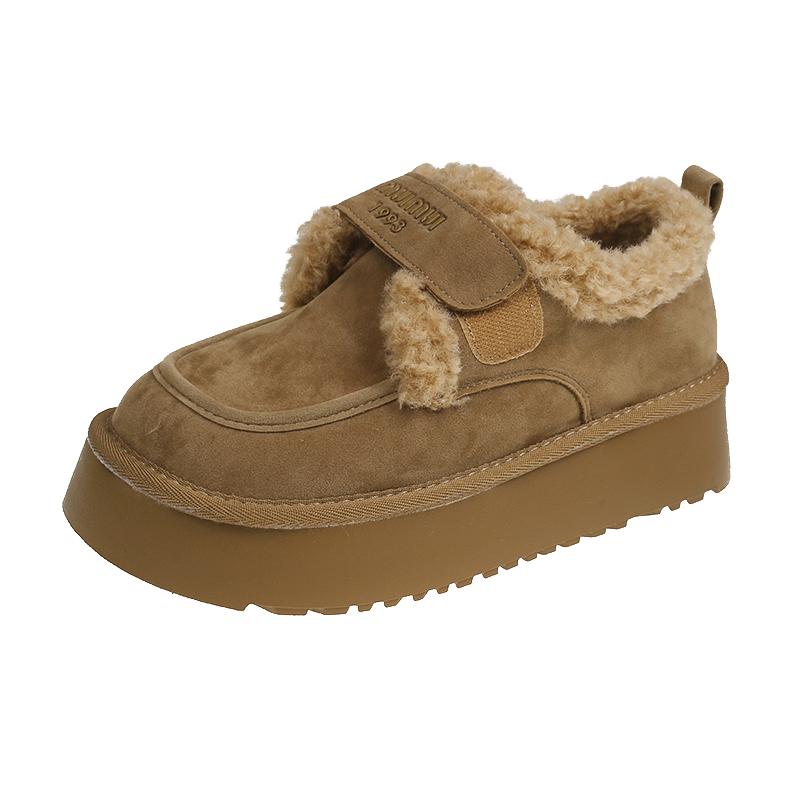 Warm Lamb Wool Cotton Padded Shoes Women Flat Thicken Plush Winter Boots Woman Non Slip Thick Bottom Ankle Snow Boots