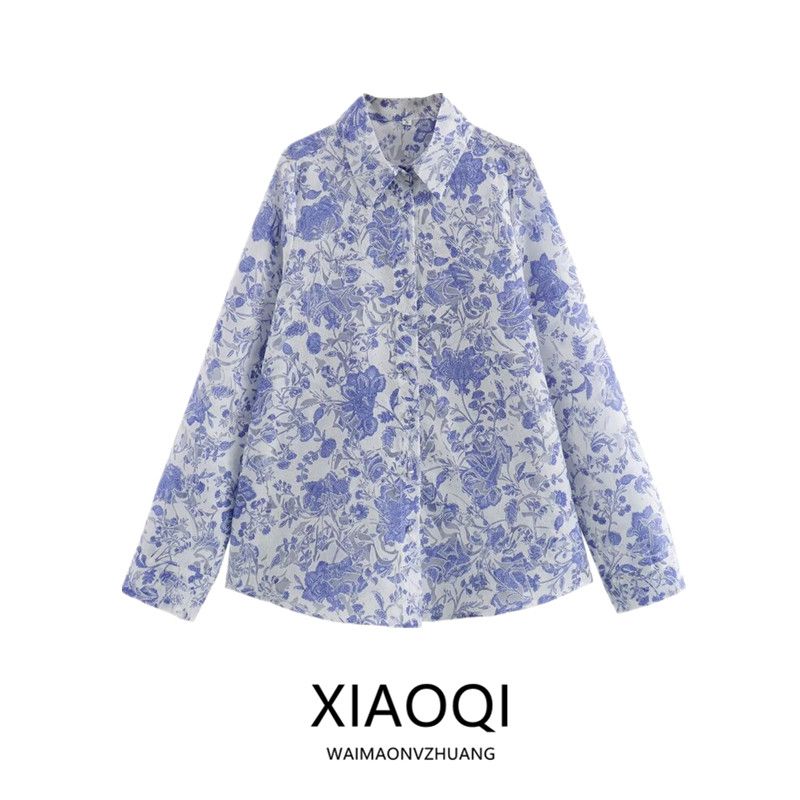Fashion Style 2024 Summer New Women's Clothing Fashion All-Match Temperament Long Sleeve Print Shirt 2492054 044