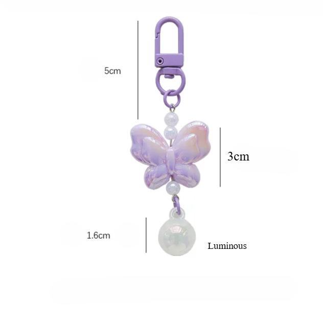 1Pc Cute Laser Acrylic 3D Butterfly Beaded Keychain Women Makeup Bag Pencil Case Backpack Pendant Kawaii DIY Decor Charm Gifts