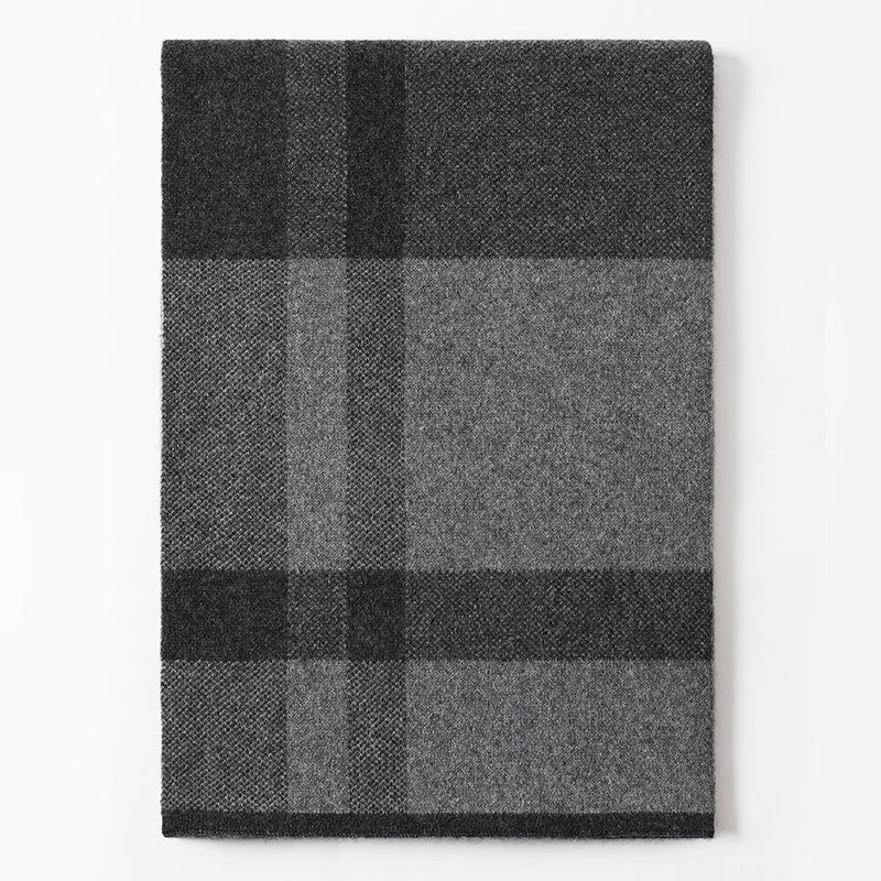 Cashmere men's scarf winter thickened warm knitted long plaid wool scarf for dad's birthday gift