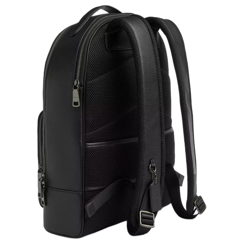 Coach Ethan 32 Color Block Design Metal Logo Zipper Closure Coated Canvas Leather Backpack Large Unisex Backpack Brown Charcoal CZ392-QBXAH