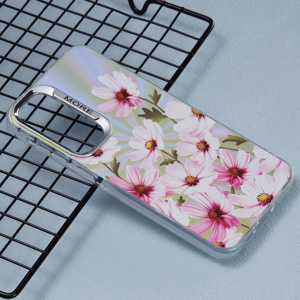 For Samsung Galaxy S25 Case PC + TPU Protective Phone Cover Laser Flower Pattern