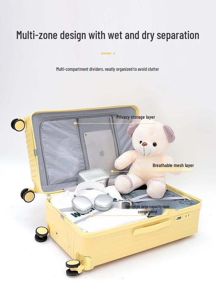 26-inch Durable Leather Suitcase with Universal Wheels and Combination Lock - Unisex Travel Trolley