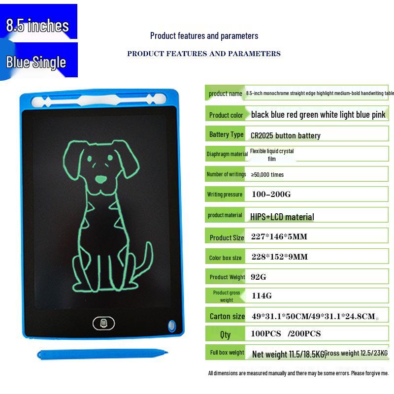 Kids' LCD Drawing Tablet - 6.5/8.5/10/12 Inch with One-Click Clear Screen