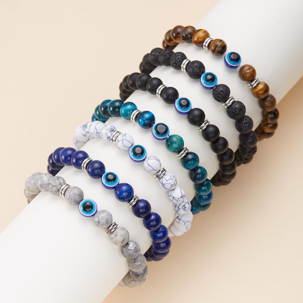 8mm Pink Purple Glass Beads Evil Eye Bracelets for Women Handmade Beaded Resin Blue Eye Bracelet Turkish Lucky Zircon Gifts