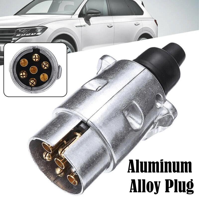 7 Pin Aluminium Alloy Plug 12V Trailer Connector Heavy Duty Towing Electrics Waterproof for Truck Caravan Boat серебряный