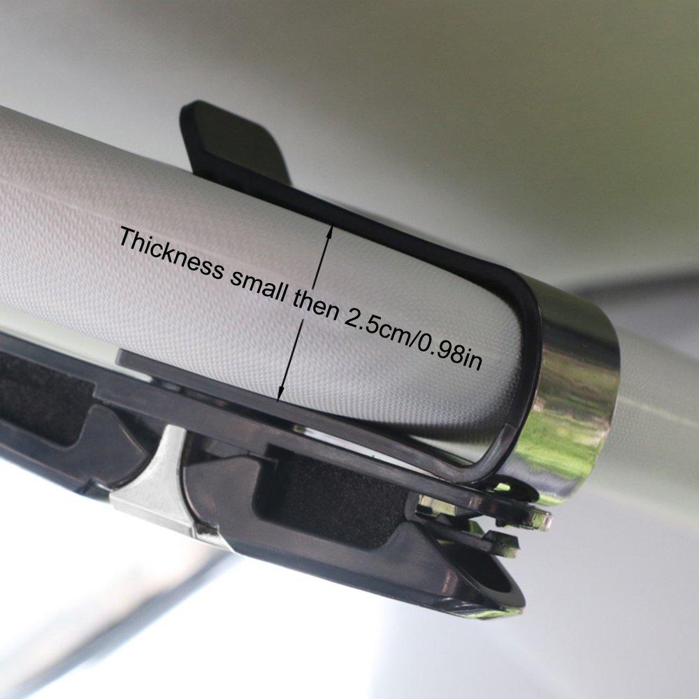 FineGood Car Sun Visor Glasses Holder with Ticket Card Silver Holder, Sunglasses/Eyeglasses Clip, 2-Piece Set, (FG-glasses_holder_2)