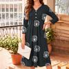 Women's Floral Print V-Neck Casual 3/4 Sleeve Dress
