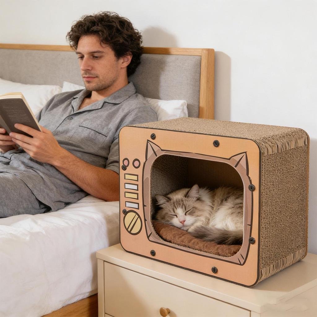 Cat Scratch House Cardboard Non-Slip Bottom Pet Supplies Cardboard Cat Scratcher Pet Bed For Furniture Protector Enrichment Play