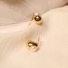 Hepburn Style Minimalist Natural Freshwater Pearl Stud Earrings Female Ins Retro 11k Gold Injection Water Drop Ingot Earrings Premium Sense