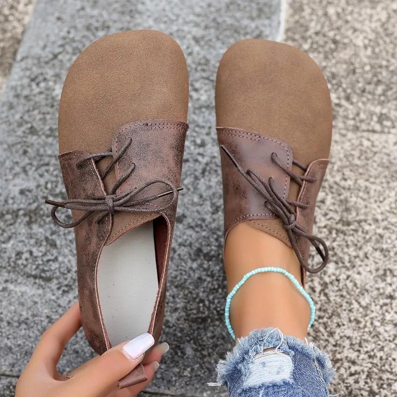Retro Plus Size Women's Flats Outdoor Light Casual Shoes Versatile Comfortable Ladies Shoes Anti Slip Low Cut Lazy Flat Zapatos