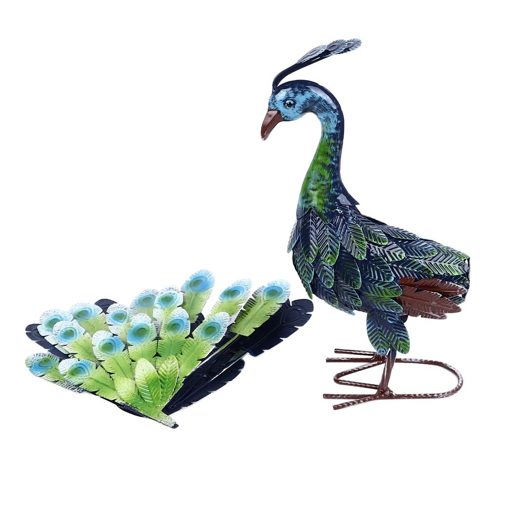 Metal Peacock Statue Realistic Easy DIY Assembly Beautiful Peacock Statue Ornament for Outdoor