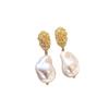 French Retro Irregular Imitation Pearl Geometry Water Drop Earring for Women European American Jewelry Trend Gift