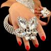 Stonefans Leaf Rhinestone Ring for Women Party Gift Luxury Design Jewelry Exaggerated Crystal Ring Adjustable Accessories