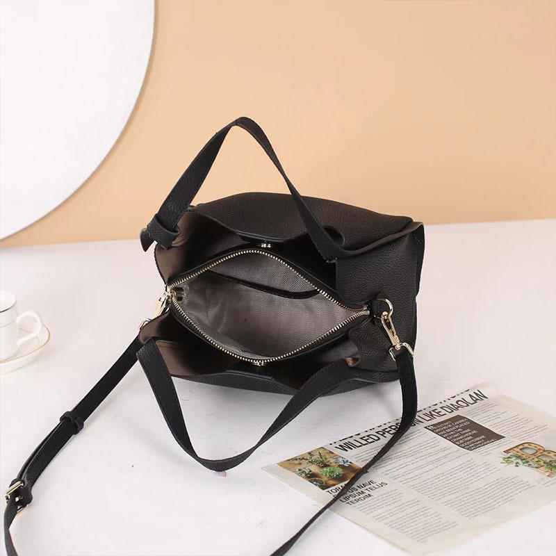 Basket Genuine Leather Bucket Bag Women's Handbag Western Niche Crossbody Bag Top Layer Cowhide Bag for Women