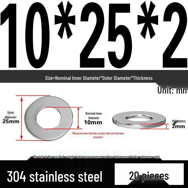 Thickened 304 Stainless Steel Flat Washer Spacer (M2-M36)