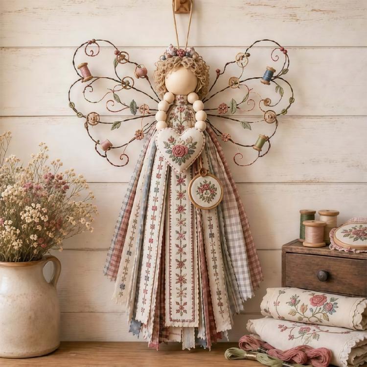 Angel Hanging Display Set for Indoor Rooms, Fabric Body Panels, Wire Outline and Hanging Cord Included for Use