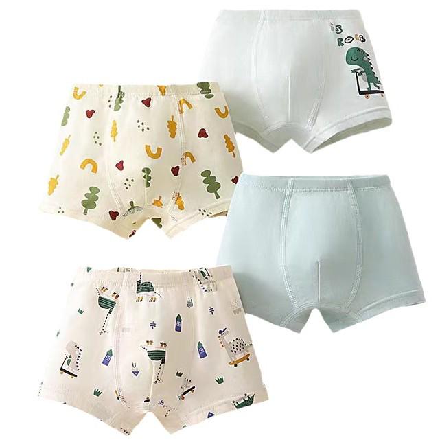 Dinosaur Boys' Pure Cotton Boxer Briefs - Children's Underwear for All Ages