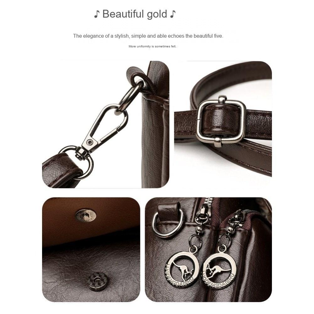 Women Multi Compartment Soft Faux Leather Handbag with Detachable Crossbody Strap for Daily Commute