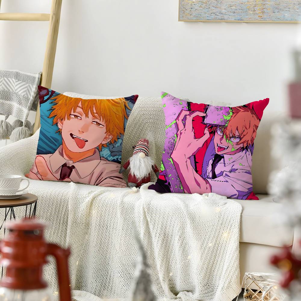 Popular Anime C-Chainsaw Mans Pillow Case Soft Plush Fabric Double Sided Print Decorative Home Living Room Gift Cushion Cover