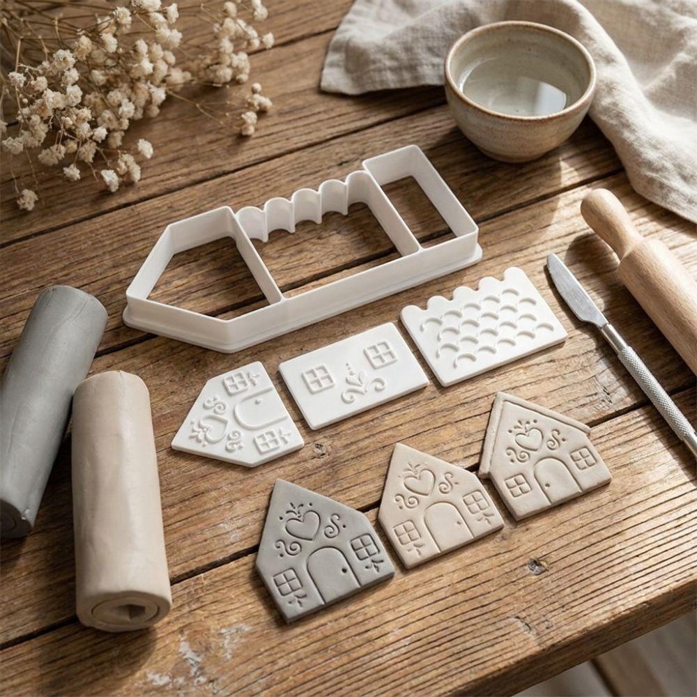 Plastic Polymer Clay Shaping Tools House-Shape Mini House Clay Press Set Home Party