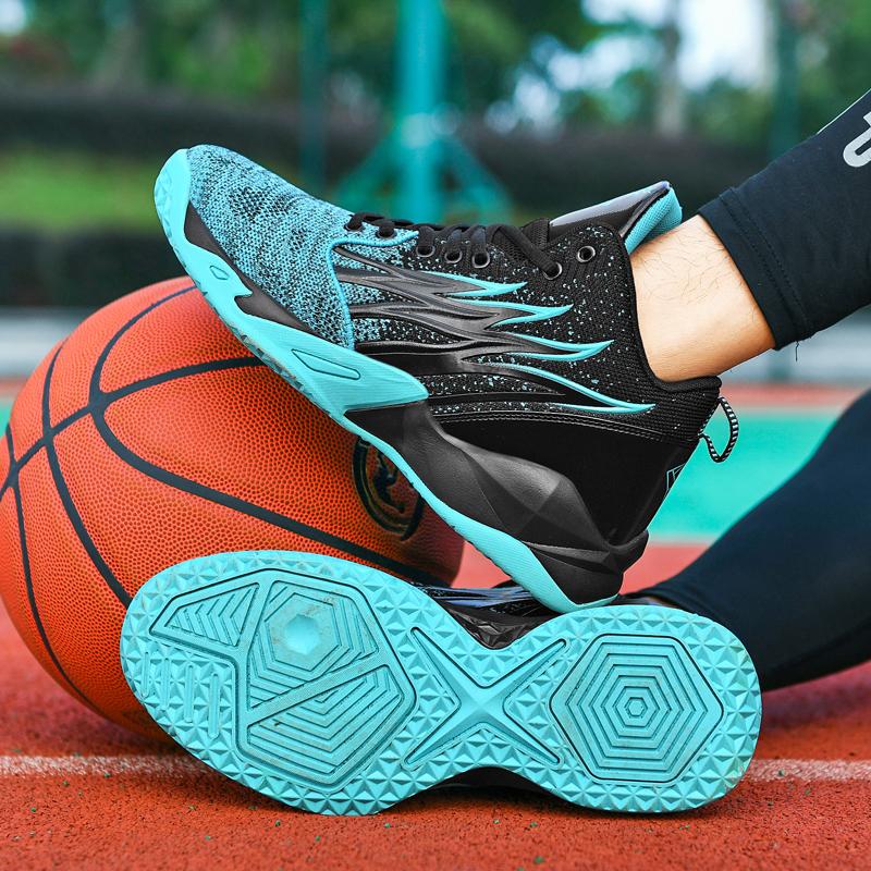 Nové basketbalové boty pro muže Prodyšné odpružení Neklouzavé Outdoorové sportovní boty Posilovna Trénink Atletické basketbalové tenisky Ženy