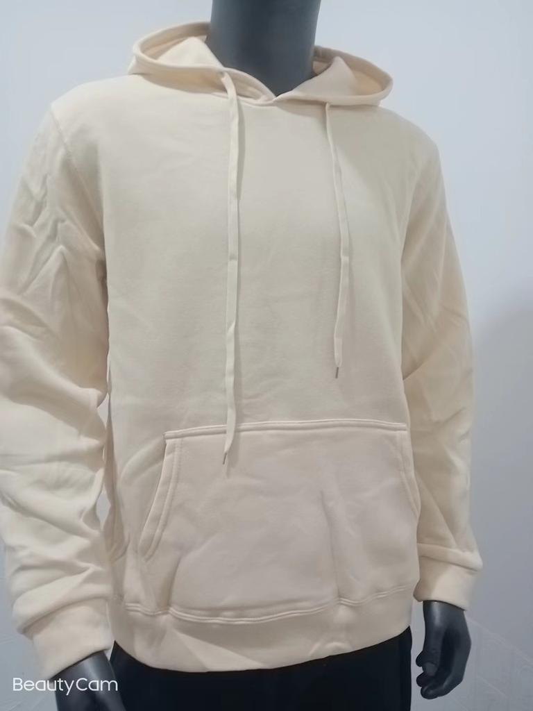 Men's Autumn and Winter Fashion Men's Sweatshirt Solid Color Pullover Casual Hoodie Drawstring Pocket Top