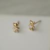 S925 Sterling Silver Gold-Plated Little Bear 3D Stud Earrings - Compact, Cute, and Unique Design