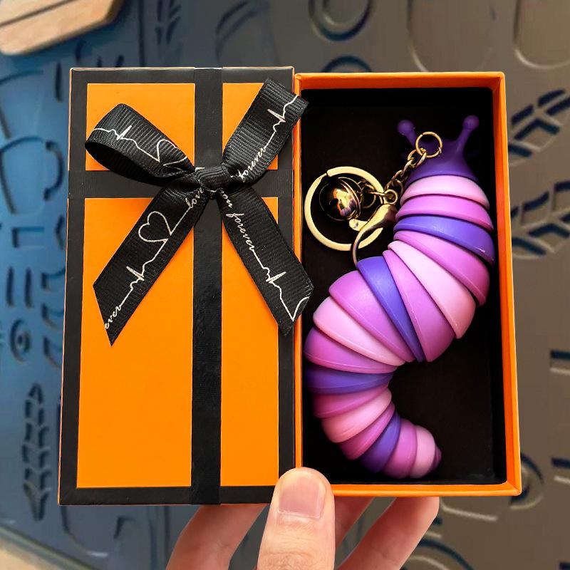 Colorful Caterpillar Slug Keychain: Stress Relief & Educational Toy for Kids