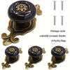 Vintage Ceramic Handles Elegant Vanity Kitchen Petal Cabinet Knobs Zinc Alloy Base Backplate Cabinet Wardrobe Drawer Door Handle
