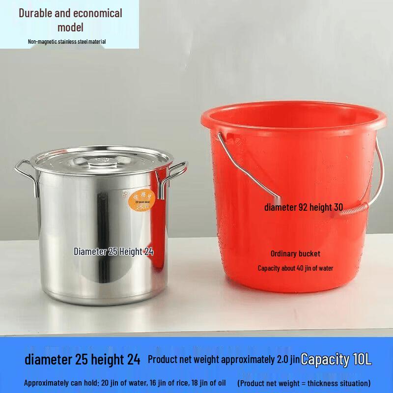 JPHZNB 10L Thickened Stainless Steel Multi-purpose Buckets with Lids (3-Pack)