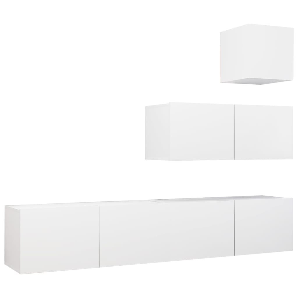 4 Piece TV Cabinet Set White Particleboard