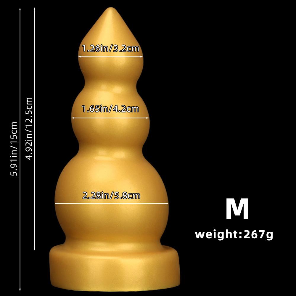 Gros Plug Anal Fileté en Silicone Doré Dildo Réaliste Jouet Sexuel pour Adultes pour Couples Fisting