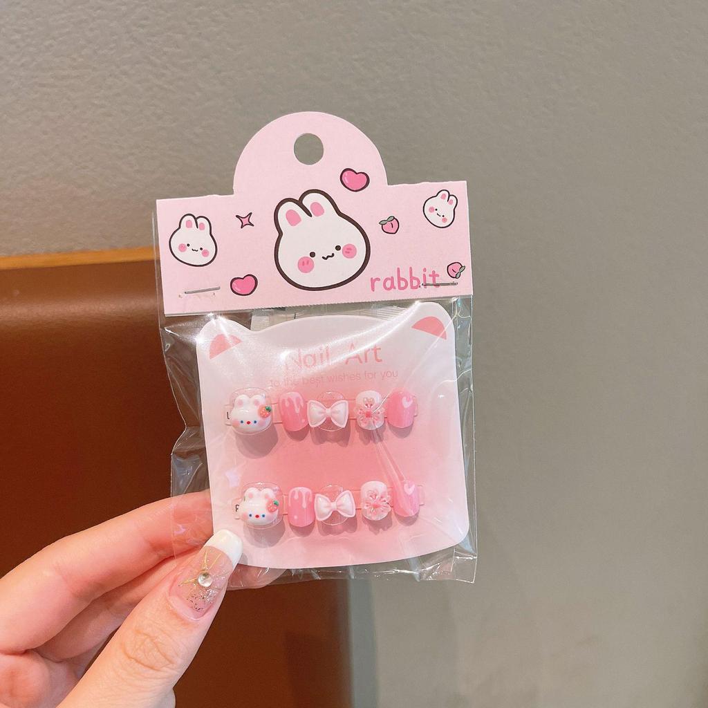 Cartoon-Fingernagelspitzen für Mädchen - Neujahrsstil Gelee-Kleber, Abnehmbare Nail-Art-Sticker, Perfektes Geschenk für kleine Mädchen