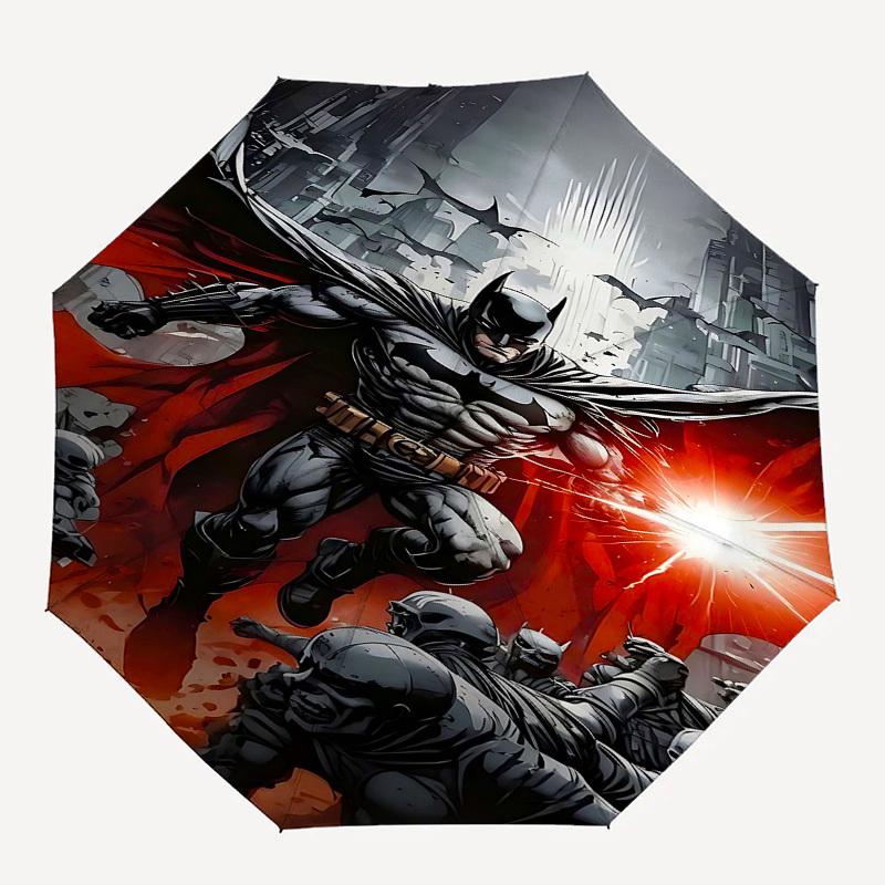 

1pc Batman Cityscape Automatic Folding Umbrella - Compact 8-Rib Design, Durable Plastic & Iron1190L