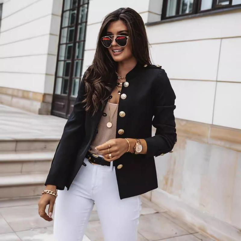 Women's Clothing European American Long-sleeved Slim-breasted Short Suit Jacket Blazer