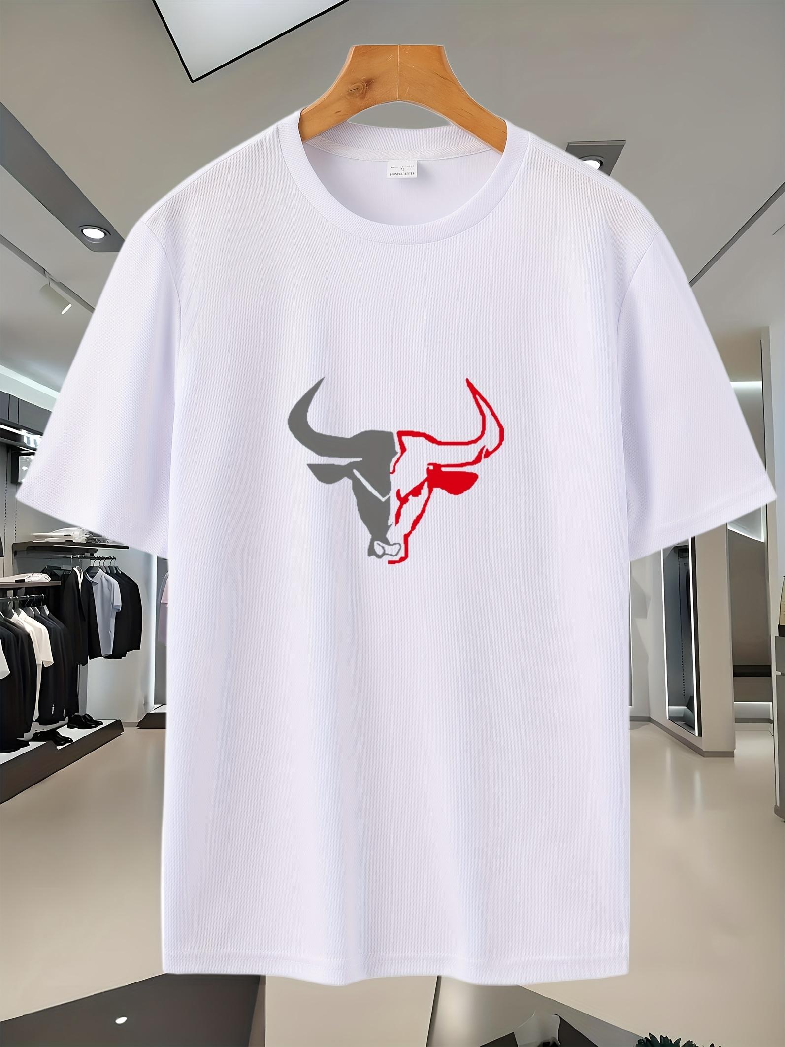 Lightweight Mesh Summer T-shirt - 2025 Casual Fashion Style with Bull Head Print M
