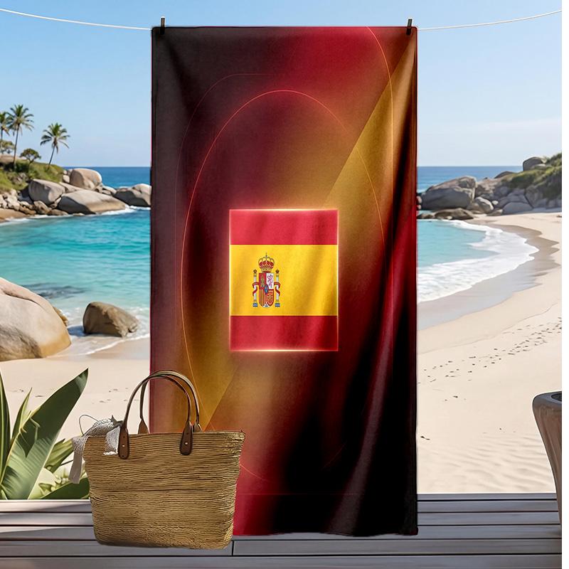 Asciugamano da Spiaggia Stampa Calcio Spagna Asciugatura Rapida Super Assorbente Morbido Asciugamano da Bagno per Nuoto Spiaggia Viaggio Souvenir Regalo