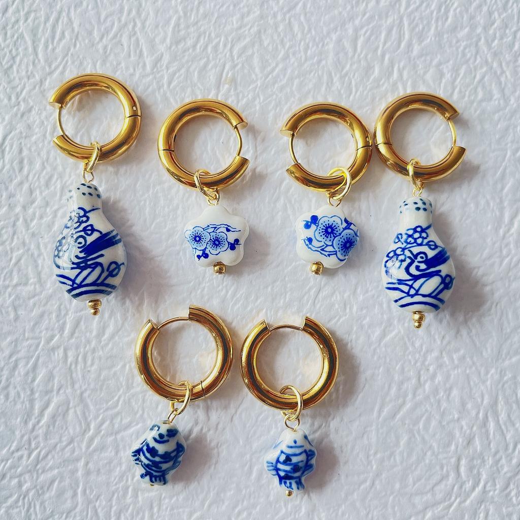 New Chinese Style Ceramic Multi-style Earrings Classic Fashion Party Accessories Designed for Women Exquisite Earrings