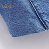Kvinnor Denim Väst Kjol V-hals Ärmlös Enkelknäppt Kofta Väst Enfärgad Fickor Slim Fit Knapp Dragkedja Stängning Minikjol