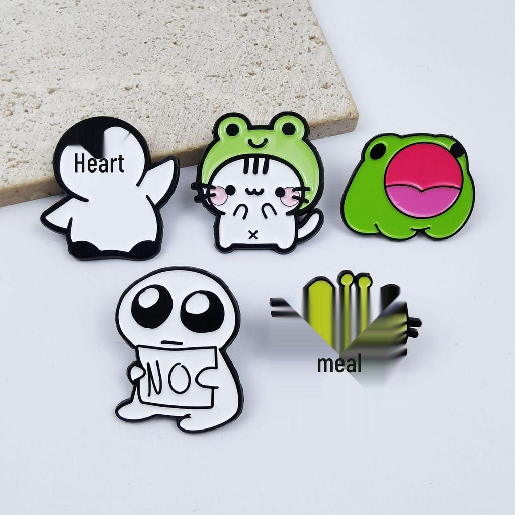 Alloy Animal Charms: Penguin & Frog Brooches for Kids' Backpacks
