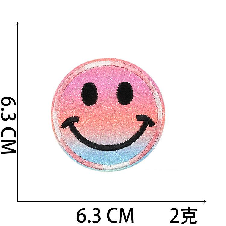 Classic Computer Embroidery Cloth Sticker Gradual Change Smiley Face Patch Sticker Color Expression Embroidery Sticker Clothes Decoration Embroidery C