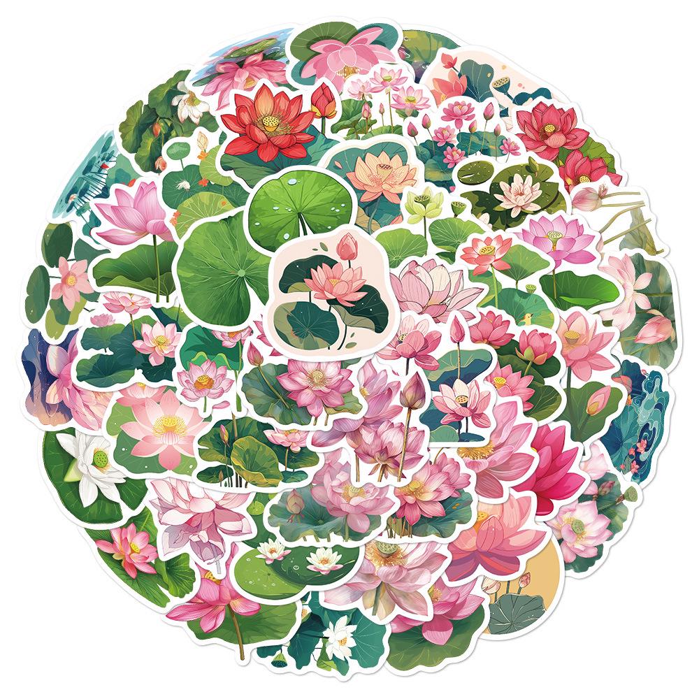 50 Cute Floral Cartoon Stickers for Desktop, Water Cup, Phone Case & Laptop Decoration