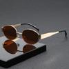 2025 Trendy Oval Brown Metal Sunglasses for Men & Women - Celebrity Style with High-End Appeal & Sun Protection