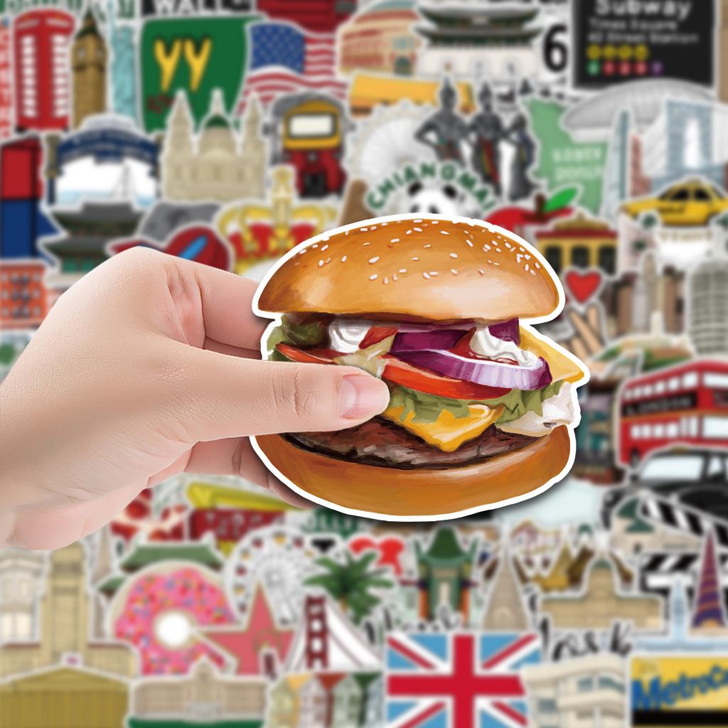 100 Architectural Graffiti Stickers Guitar Mobile Phone Car Decoration Stickers Waterproof Creative Cartoon Stickers