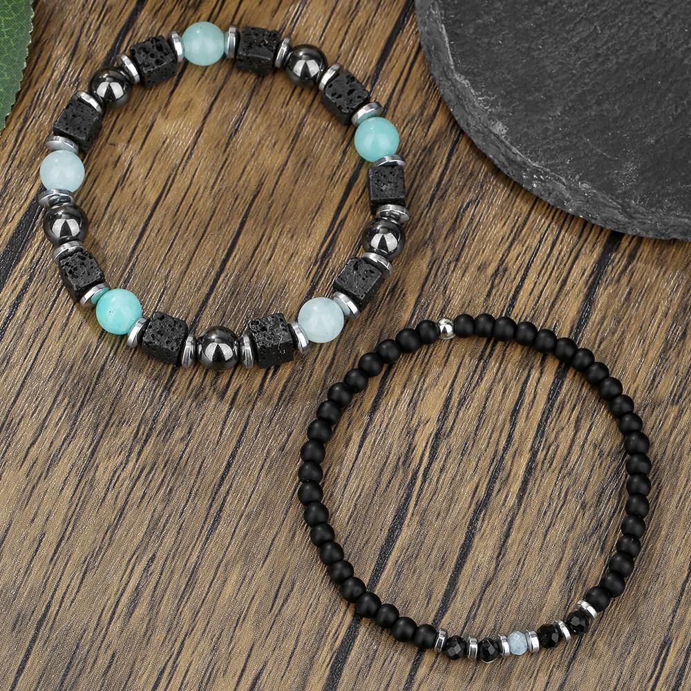 Black Crystal Stone Hand Chain With Geometric Design For Travel And Gifts